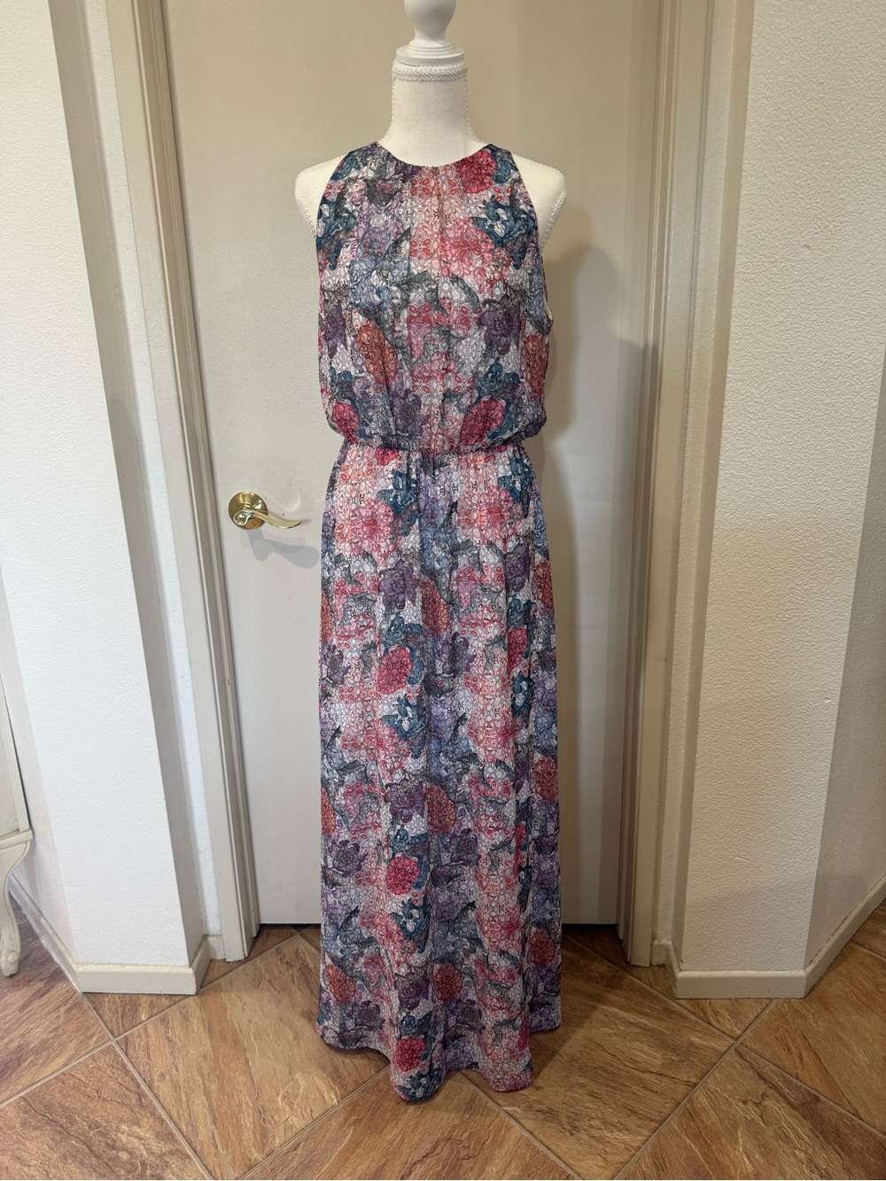 H&M Floral Halter Maxi Dress in Pink, Blue & Purple